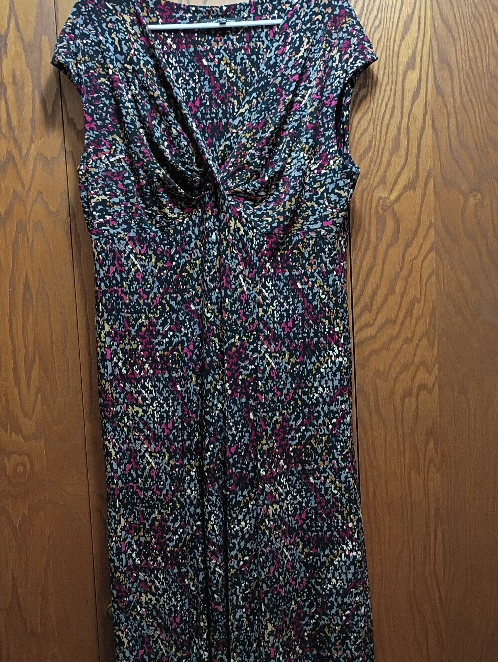 Jones New York Black Cap Sleeve Multi Print Dress